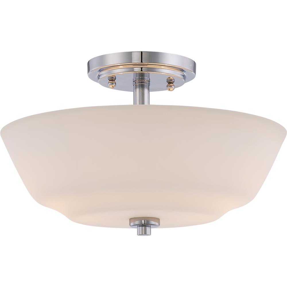 Nuvo Lighting 60/5806  Willow - 2 Light Semi Flush Fixture with White Glass in Polished Nickel Finish
